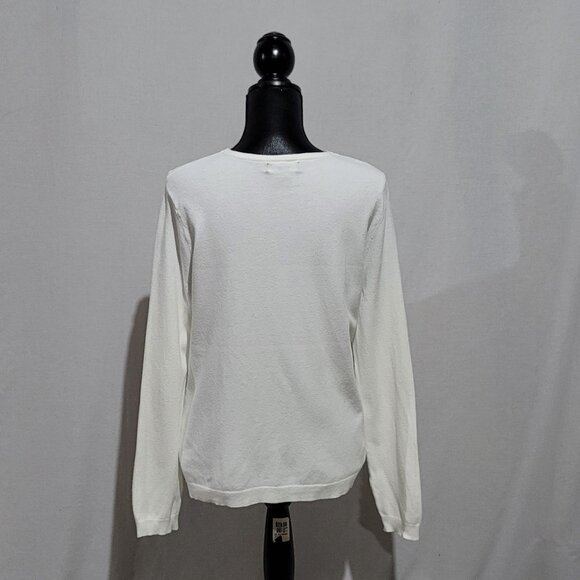 Buffalo David Bitton sweater white pull over preppy long sleeve cottagecore XL - Picture 3 of 16